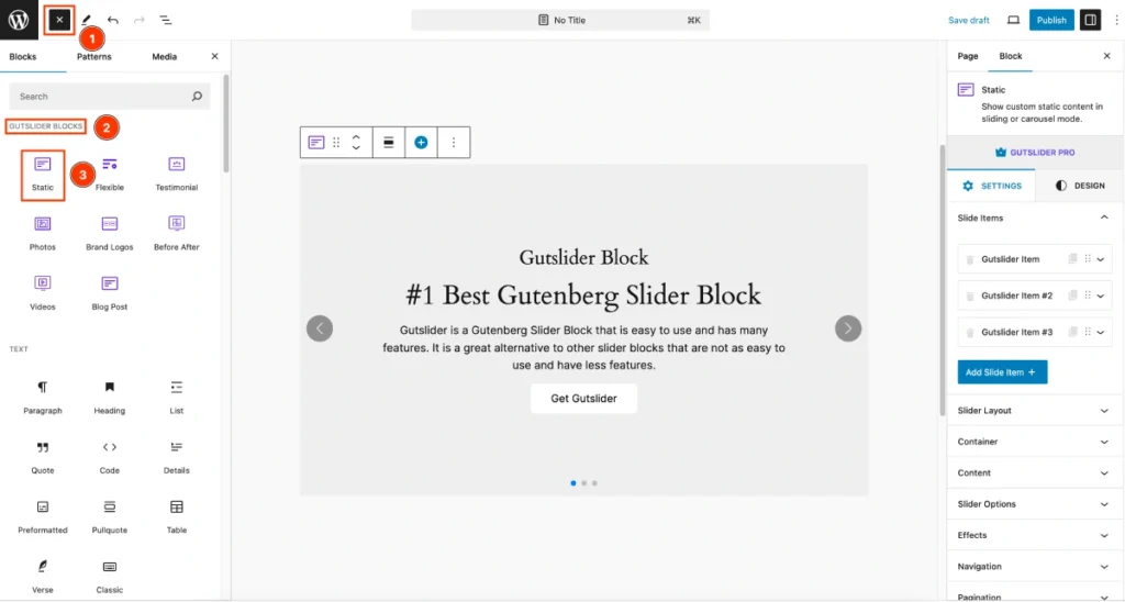 Content Slider in Gutenberg